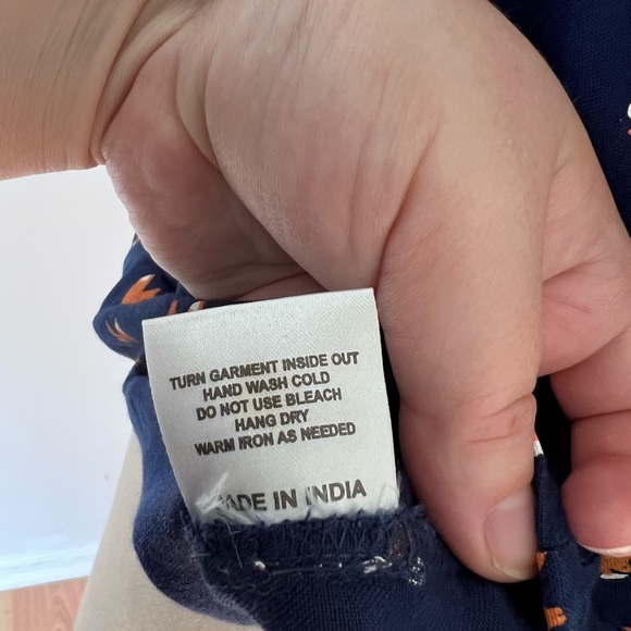 Modcloth Squirrel Blouse, Navy Blue and Orange with a Tie Neckline, Novelty - Picture 5 of 6